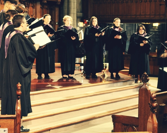 a group of vocalists perform at Third Presbyterian Church in Pittsburgh, Pennsylvania