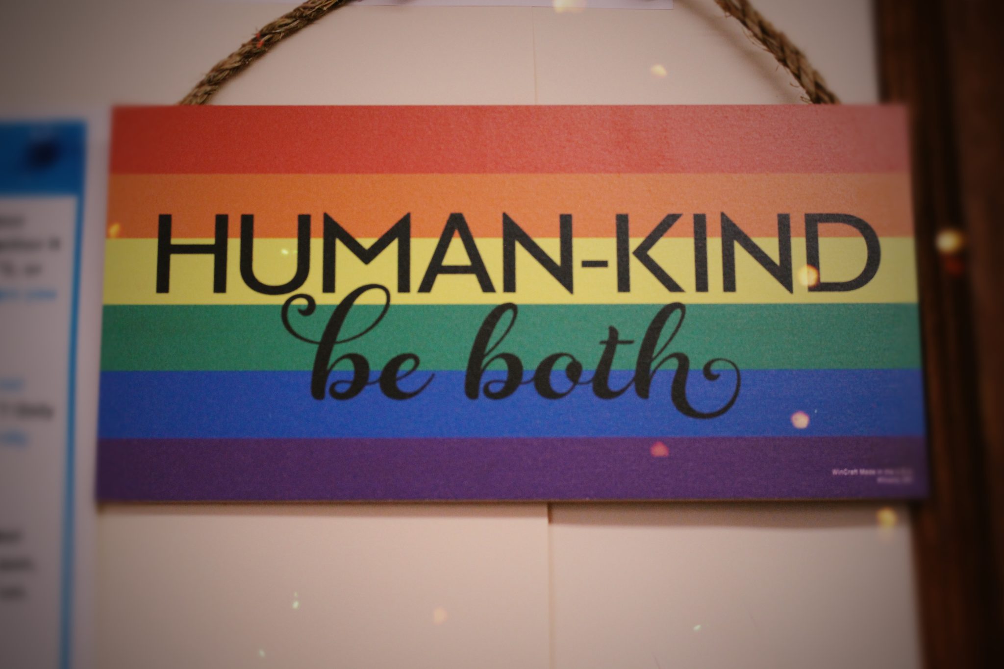 a rainbow flag reads Human-kind be both